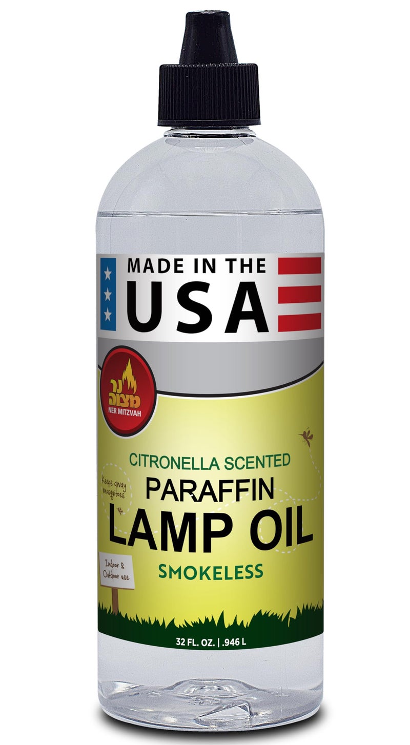 Ner Mitzvah Citronella Scented Lamp Oil, 2 Liter Smokeless and Odorless Insect and Mosquito Repellent Paraffin Lamp Oil for Indoor and Outdoor, Torches and Oil Candle - Image 1